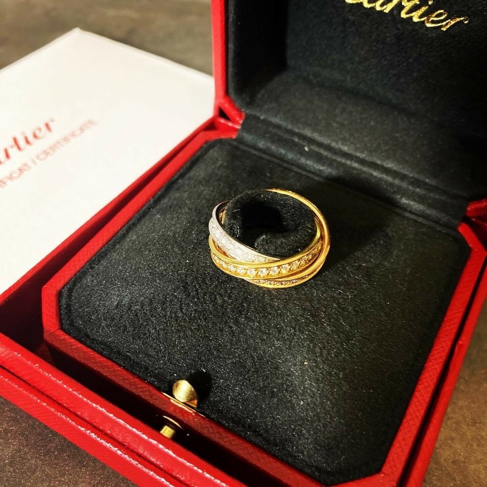 Cartier Trinity Tricolor Diamond Ring w/ Box & Cer - Picture 8 of 9